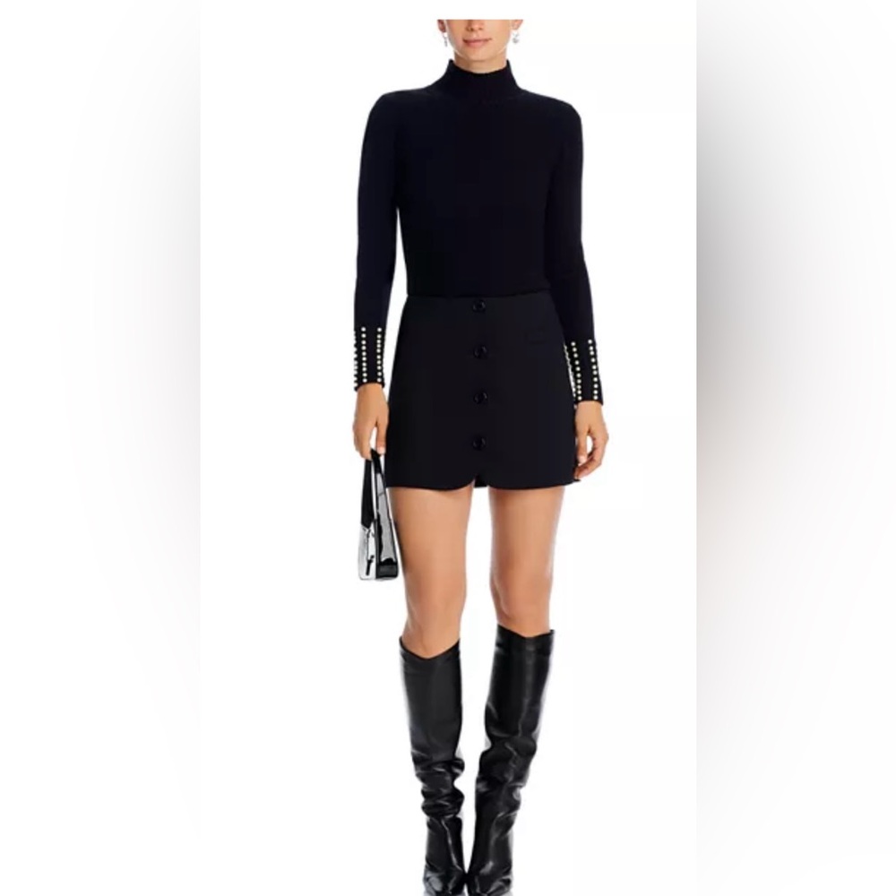 AQUA Faux Pearl Cuff Rib Knit Sweater (New with tags)
